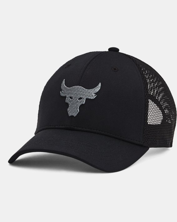 Men's Project Rock Trucker Hat, Black, pdpMainDesktop image number 0